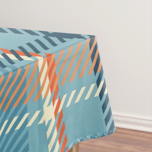 Kerst Plaid Check blauw beige wit patroon Tafelkleed (Voorbeeld)