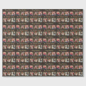 Kerst Plaid Custom Goud Familie 6 Fotocollage Cadeaupapier (Vlak)