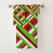 Kerst Plaid Diagonal in rood, groen en wit Bad Handdoek (Insitu)