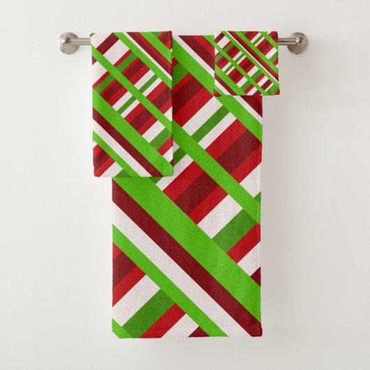 Kerst Plaid Diagonal in rood, groen en wit Bad Handdoek (Insitu)