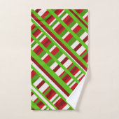 Kerst Plaid Diagonal in rood, groen en wit Bad Handdoek (Handdoek)