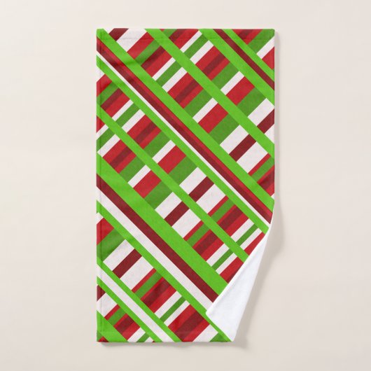 Kerst Plaid Diagonal in rood, groen en wit Bad Handdoek (Handdoek)