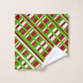 Kerst Plaid Diagonal in rood, groen en wit Bad Handdoek (Wasdoekje)