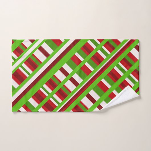 Kerst Plaid Diagonal in rood, groen en wit Bad Handdoek (Handdoek)
