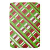 Kerst Plaid Diagonal in rood, groen en wit Badmat (Voorkant Verticaal)