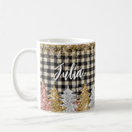 Kerst Plaid En Glitters Met Naam Koffiemok
