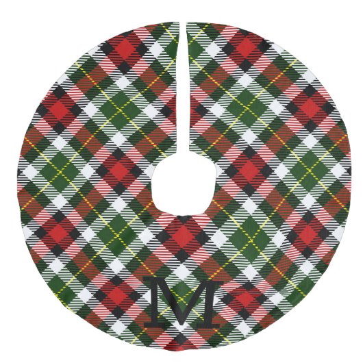 Kerst Plaid Familie Monogram Initiaal Feestelijk Imitatie Linnen Kerstboom Kleed (Voorkant)