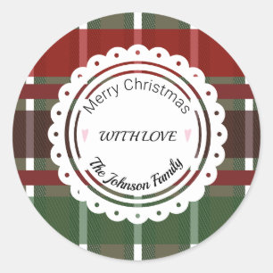 Kerst Plaid Festive Vakantie Vintage Ronde Sticker