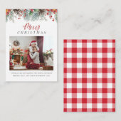 Kerst Plaid Foto Rusticale Botanische Print Notitiekaartje (Voorkant / Achterkant)