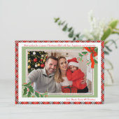Kerst Plaid Foto Vakantie Kaart (Staand voorkant)
