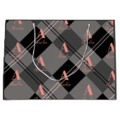 Kerst Plaid Gepersonaliseerd Grijs Zwart Roze Groot Cadeauzakje (Voorkant)