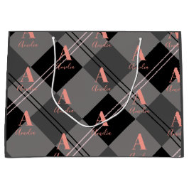 Kerst Plaid Gepersonaliseerd Grijs Zwart Roze Groot Cadeauzakje