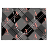 Kerst Plaid Gepersonaliseerd Grijs Zwart Roze Groot Cadeauzakje (Achterkant)