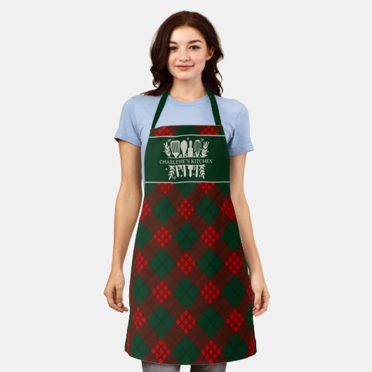 Kerst Plaid Gepersonaliseerde Rustieke Country Sch Schort (Gedragen)