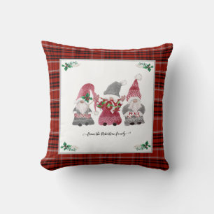Kerst Plaid Gnome Liefde Vreugde Vrede Holly Berry Kussen