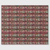 Kerst Plaid Goud Custom Family 6 Fotocollage Cadeaupapier (Vlak)