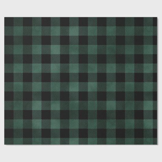 Kerst Plaid Groene Winter Flanel Rustiek Cadeaupapier (Vlak)