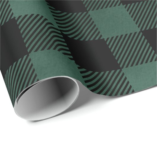 Kerst Plaid Groene Winter Flanel Rustiek Cadeaupapier (Rol Hoek)