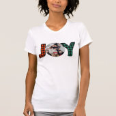 Kerst Plaid Joy Familie Fotosjabloon T-shirt (Voorkant)