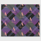 Kerst Plaid Modern Paarse Cadeaupapier (Vlak)