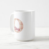 Kerst plaid monogram gepersonaliseerd koffiemok (Voorkant links)