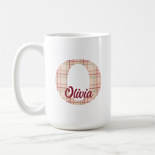 Kerst plaid monogram gepersonaliseerd koffiemok (Links)