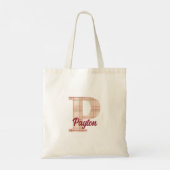Kerst plaid monogram gepersonaliseerd tote bag (Achterkant)