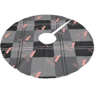 Kerst Plaid Monogram Grijs Zwart Roze Kerstboom Rok