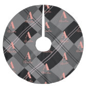 Kerst Plaid Monogram Grijs Zwart Roze Kerstboom Rok (Voorkant)