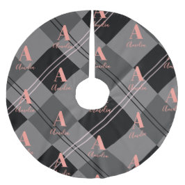 Kerst Plaid Monogram Grijs Zwart Roze Kerstboom Rok