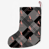 Kerst Plaid Monogram Grijs Zwart Roze Kleine Kerstsok (Achterkant)