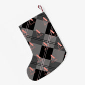 Kerst Plaid Monogram Grijs Zwart Roze Kleine Kerstsok (Achterkant (Hangend))