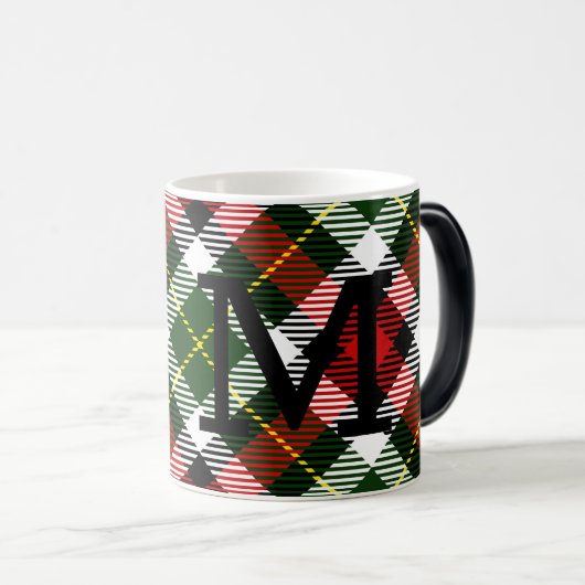 Kerst Plaid Monogram Initiaal Feestelijke vakantie Magische Mok (Voorkant rechts)
