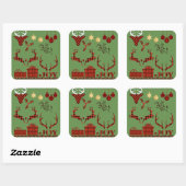 Kerst Plaid Ornamenten Vierkante Sticker (Vel)