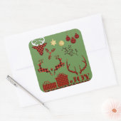 Kerst Plaid Ornamenten Vierkante Sticker (Envelop)