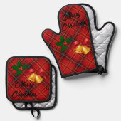 Kerst Plaid Ovenwant & Pannenlap Set (Voorkant / Achterkant)