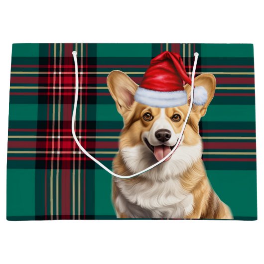 Kerst Plaid Pembroke Welsh Corgi Dog Holiday Groot Cadeauzakje (Voorkant)