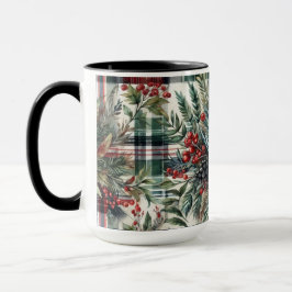 Kerst Plaid Pine Berries Koffie Mok Cup
