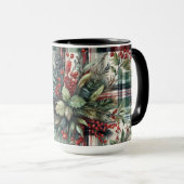 Kerst Plaid Pine Berries Koffie Mok Cup (Voorkant rechts)
