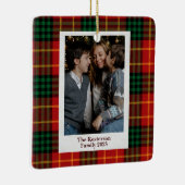 Kerst Plaid Rode Tartan Foto Keramisch Ornament (Rechts)