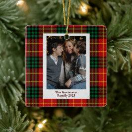 Kerst Plaid Rode Tartan Foto Keramisch Ornament