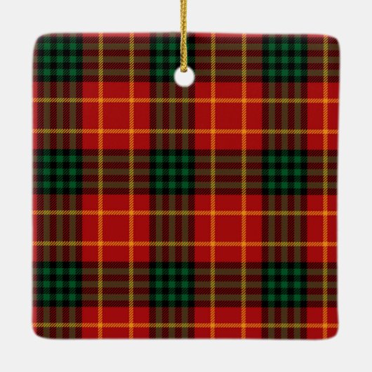 Kerst Plaid Rode Tartan Foto Keramisch Ornament (Achterkant)