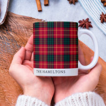 Kerst Plaid Rode Tartan Gepersonaliseerde Mok