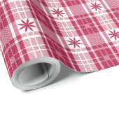Kerst Plaid - Rood en Wit met Poinsettia Cadeaupapier (Rol Hoek)