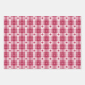 Kerst Plaid - Rood en Wit met Poinsettia Inpakpapier Vel (Voorkant)
