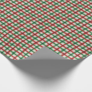 Kerst Plaid Rood Groen Faux Burlap Rustiek Cadeaupapier