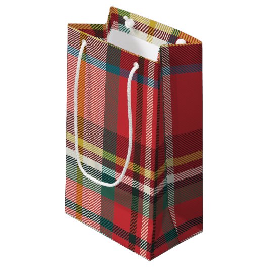Kerst Plaid Rood Groen Rustiek Klein Cadeauzakje (Voorkant Gekanteld)