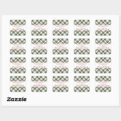 Kerst Plaid, Rood Groen Wit Cookie en traktaties Vierkante Sticker (Vel)