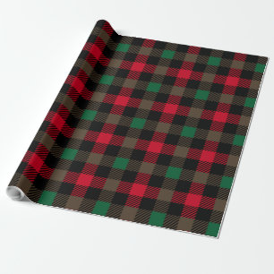 Kerst Plaid Rood Groen Zwart Geruit Patroon Cadeaupapier