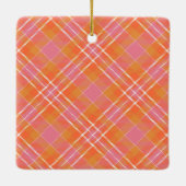 Kerst Plaid Roze Sinaasappel Tartan Foto Keramisch Ornament (Achterkant)